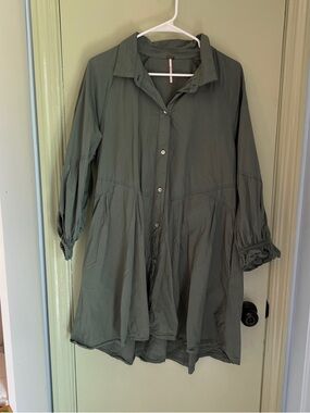 Free People Olive Green Button-Front Tunic